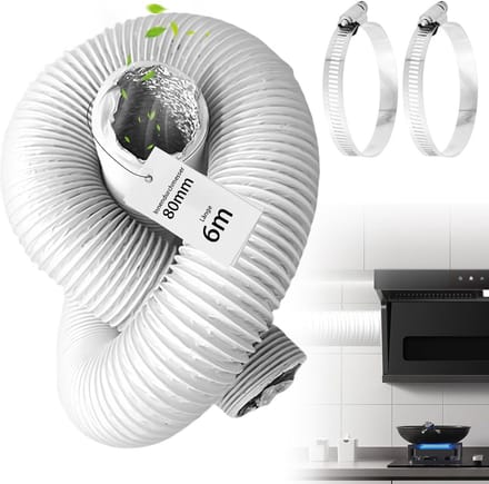 Flexibele Aluminium Afvoerslang 80mm Diameter 6 Meter voor Airco en Droger
