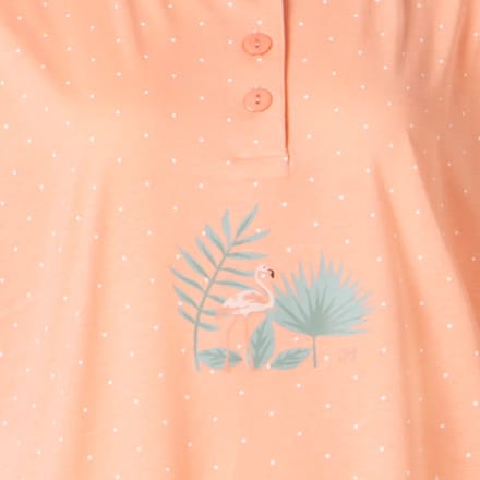 Cocodream dames set 3/4 broek - maat L - Tropic flamingo - zalm