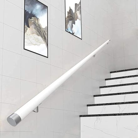 Trapleuning - Wandmontage Leuning - Veilig Omhoog - Massief Hout - 60cm - Wit