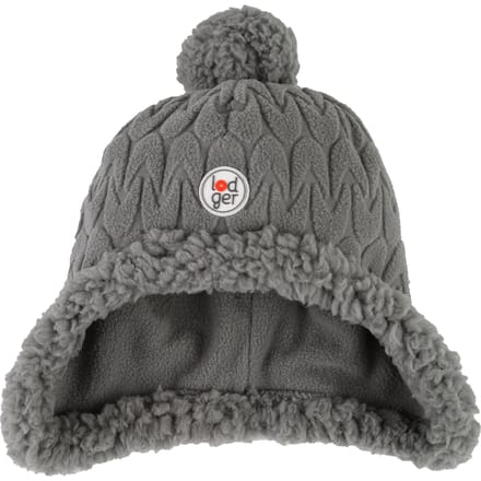 Baby wintermuts - grijs - 3-6 maanden - fleece voering - pompon