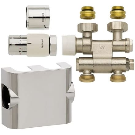 Megabad Profi Collection Oventrop connection set Multiblock TF UNI SH chrome for middle connection D054.AMCHROM