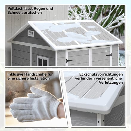 Killogood Tuinhuis - tuinschuur met raam - afsluitbare deur - kunststof - grijs