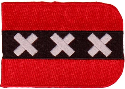 Strijkapplicatie/Patch - Vlag Schildvorm Amsterdam - 8x6cm