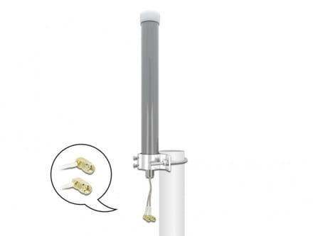 Multiband LTE WLAN 2,4 GHz antenne 1 x SMA-plug 1 x RP-SMA-plug 2-3 dBi 2 x 20 cm RG-178 Omnidirectioneel buitengrijs