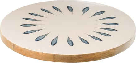J-Line plateau Draiiend Rond - hout - blauw/wit
