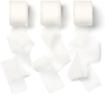 Chiffon Lint Wit, 2,5 cm x 18,9 m, Geschenklint voor Bruiloft