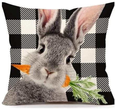 Decoratieve Paaskussenhoes 45x45cm set Konijn - 100% Linnen