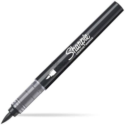 Sharpie Creative Marker Acrylic Paint Pens | Brush Tip Water-Based Paint Markers | Black | 6 Count