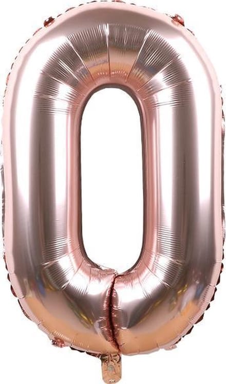 New Age Devi - Cijferballon 0 - Rose-goud - 16 inch 40cm
