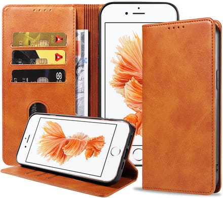Smartphonica iPhone 6/6s leren hoesje met magnetische sluiting - Bruin geschikt voor iPhone 6/6s