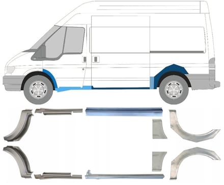 Reparatiepaneel dorpel + achterspatbord voor Ford Transit 2000-2013 / Set
