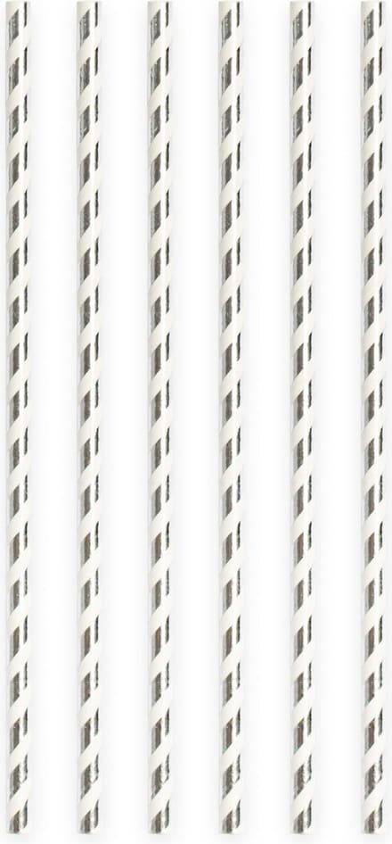 20 Papieren rietjes Zilver - 6mm x 197mm