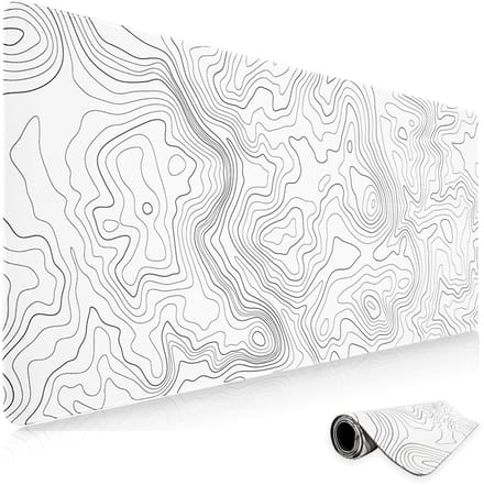 Dailygoods - XXL Muismat Topografisch - 800x350mm Wit