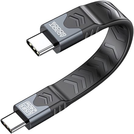AdroitGoods USB-C Thunderbolt Data Kabel – 240W & 80Gbps - USB5 - 16K - 13cm - Zwart