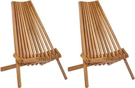 BELLANO - Tuinstoel set van 2 - Lichthout - Acaciahout