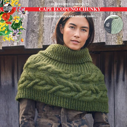 Breipakket cape met Ecopuno Chunky model 13 van Lana Grossa Accessoires 22-mt 36/38-mint