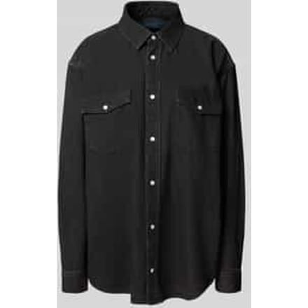 Regular fit overhemdblouse in jeanslook met drukknoopsluiting