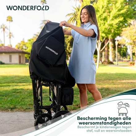 WonderFold W2 – Stofhoes kinderwagen – Zwart, rits