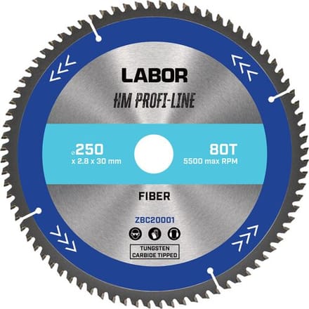 Labor HM cirkelzaagblad glasvezel 250x30x2,8mm 80T