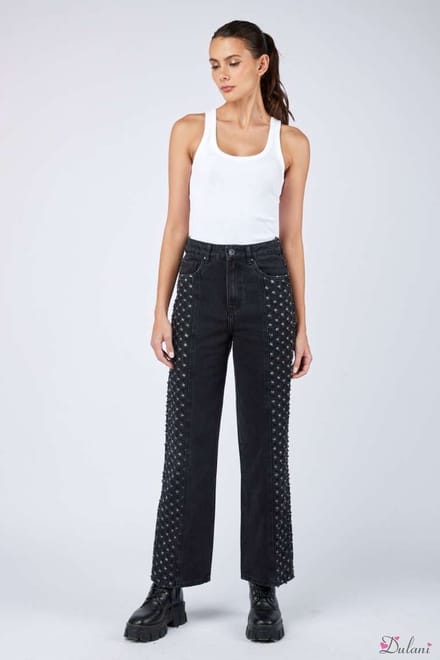 Broek Toxik3 met hoge taille recht model zwart