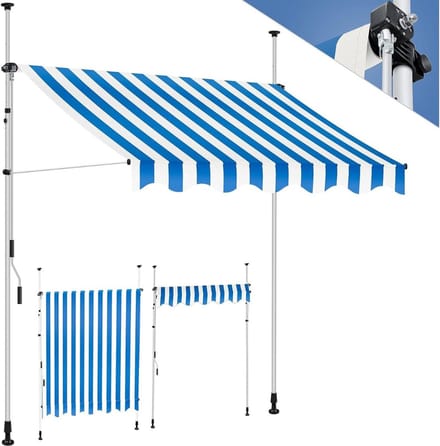 CRLYN® Zonnescherm - Zonneluifel - Zonneschermen - Blauw en Wit
