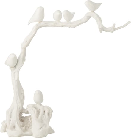 J-Line decoratie Vogel Op Tak - polyresin - wit - large