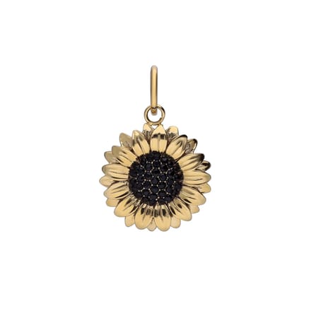 Lucardi - Dames Stalen goldplated bedel zonnebloem - Hanger - Staal - Goudkleurig