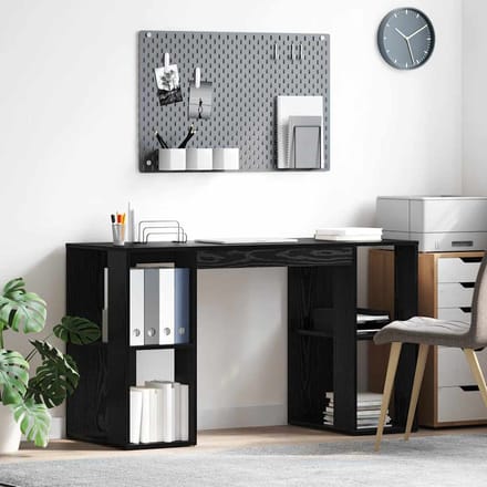 vidaXL - Bureau - Zwart - Eiken - Bewerkt - hout - 130 - x - 50,5 - x - 75 - cm