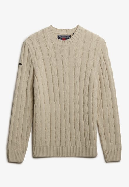 Superdry JACOB CABLE JUMPER Heren Trui - Ecru