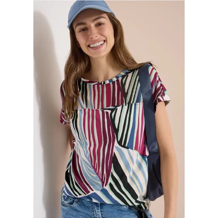 Shirt met boothals en mesh inzet