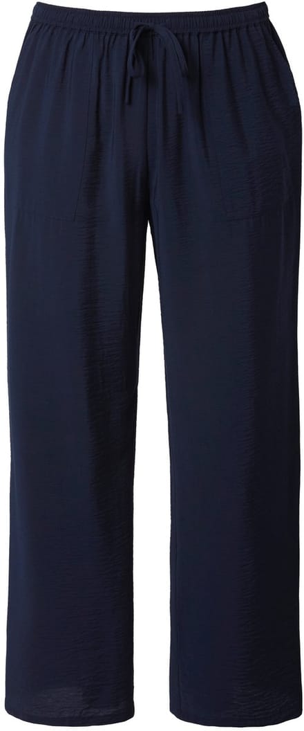 Ulla Popken - Dames - Instapbroek Mary wijde rechte pijpen elastische tailleband - Marine - Maat 42+