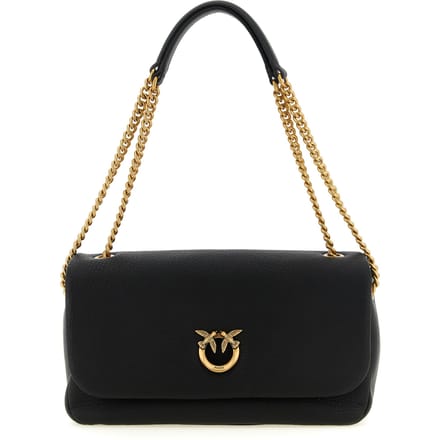 PINKO Love Soft Schoudertas Leder 31 cm - Dames - nero-antique gold