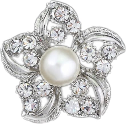 Fako Bijoux® - Broche - Bloem Ster Met Parel - 31x31mm - Zilverkleurig