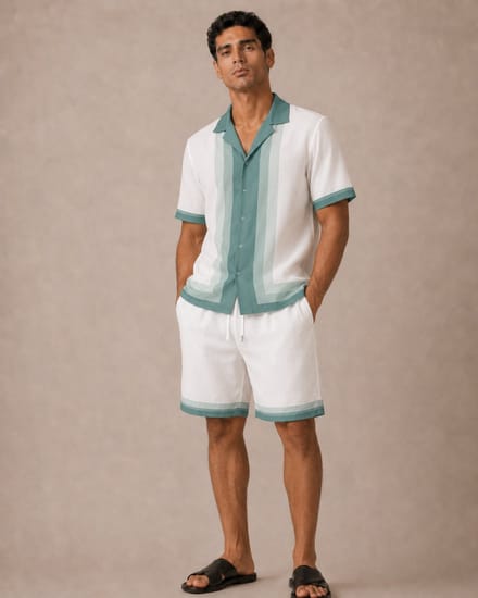 Luxe Zomerset Heren – Wit met Teal Details