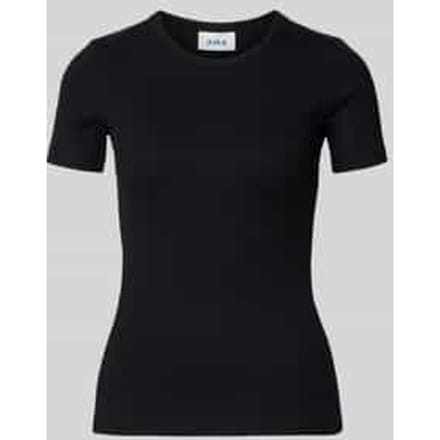 T-shirt met geribbelde ronde hals Model 'FRANKIE'