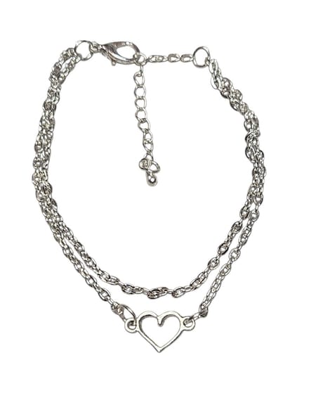 armband dubbel look met hart bedeltje.