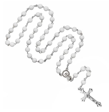 Fako Bijoux® - Rozenkrans Ketting - Sandelhout - Wit
