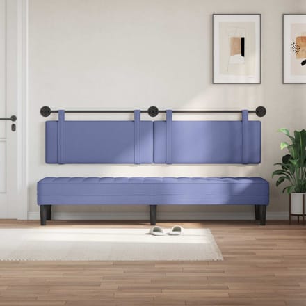 vidaXL - Hangend - hoofdbord - Jeans - Blauw - Stof