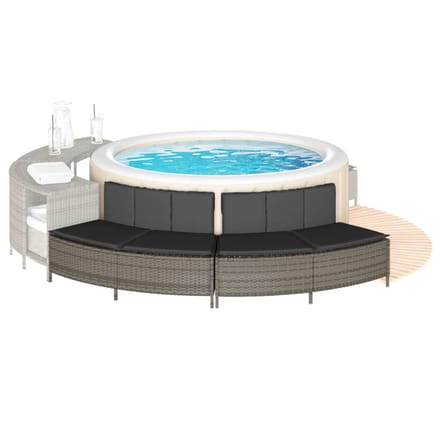 Vidaxl Spa Bankjes, Met Kussens, 2 Stuks, Grijs, Polyrattan