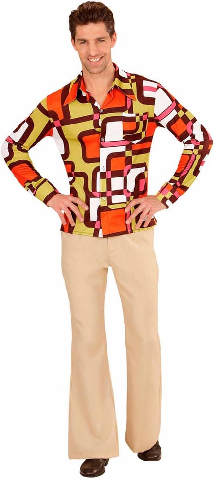 Jaren 70 disco hemd Groovy vlakken