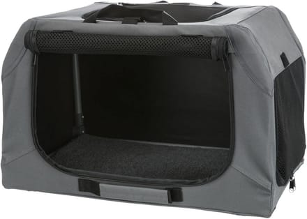 Trixie soft kennel easy reisbench grijs 71x51x49 cm