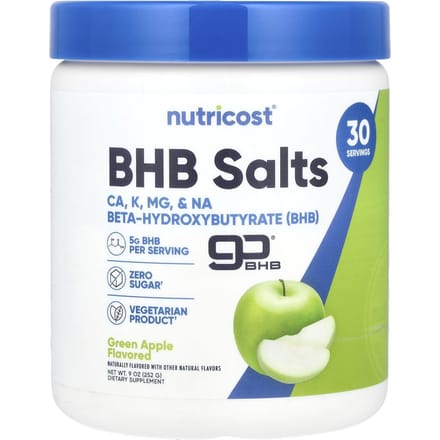 Nutricost, BHB Zout goBHB, Groene Appel, 9 oz (252 gr)