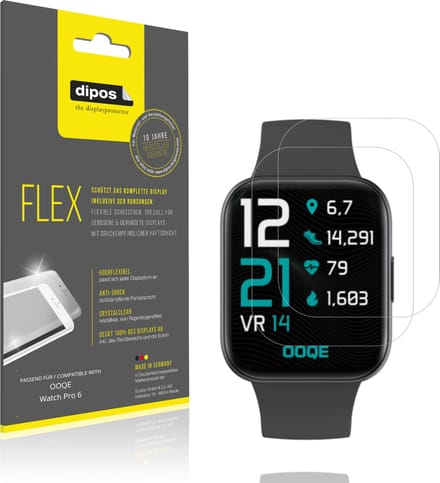 dipos – 2x Beschermfolie geschikt voor OOQE Watch Pro 6 | 3D Full Cover Screenprotector | 100% Passend