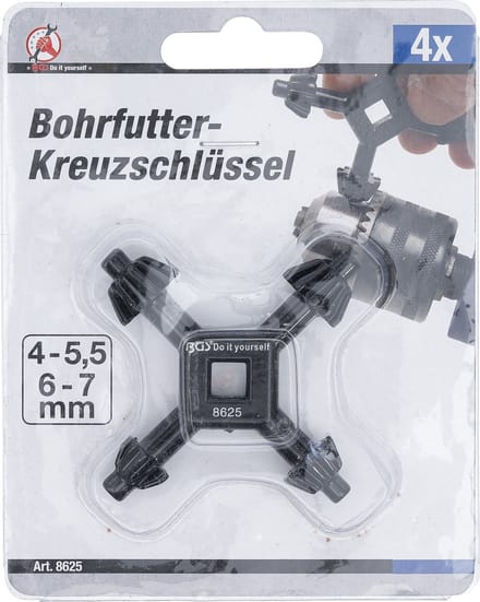 BGS Boorhouder kruissleutel universeel Ø 4 / 5,5 / 6 / 7 mm