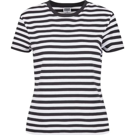 Urban Classics - Regular Striped Dames Tshirt - L - Wit/Zwart