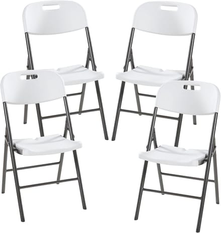 Klapstoel set - Tuinstoelen opvouwbaar - Buitenactiviteiten - Metalen frame - 87x46x53 cm - Wit