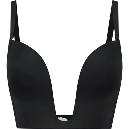 Bye Bra Ultra Plunge Bra Diepe Plunge BH Natuurlijk Push-Up Effect Ondersteunende BH met Haak- en Oogsluiting S-XXL Beige/Zwart (VK, Alpha, S, Regular, Regular, Standard, Zwart)