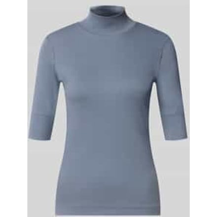 Slim fit t-shirt van katoenmix met opstaande kraag