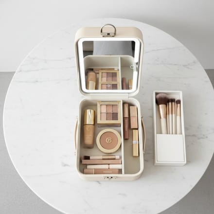 OMNIEXA Make-up Tas met LED Spiegel - Beautycase en Sieradendoos - 3 Lichtkleuren - Oplaadbaar