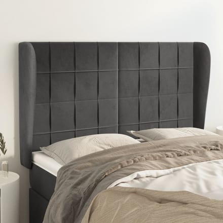 vidaXL - Hoofdbord - met - randen - 147x23x118/128 - cm - fluweel - donkergrijs